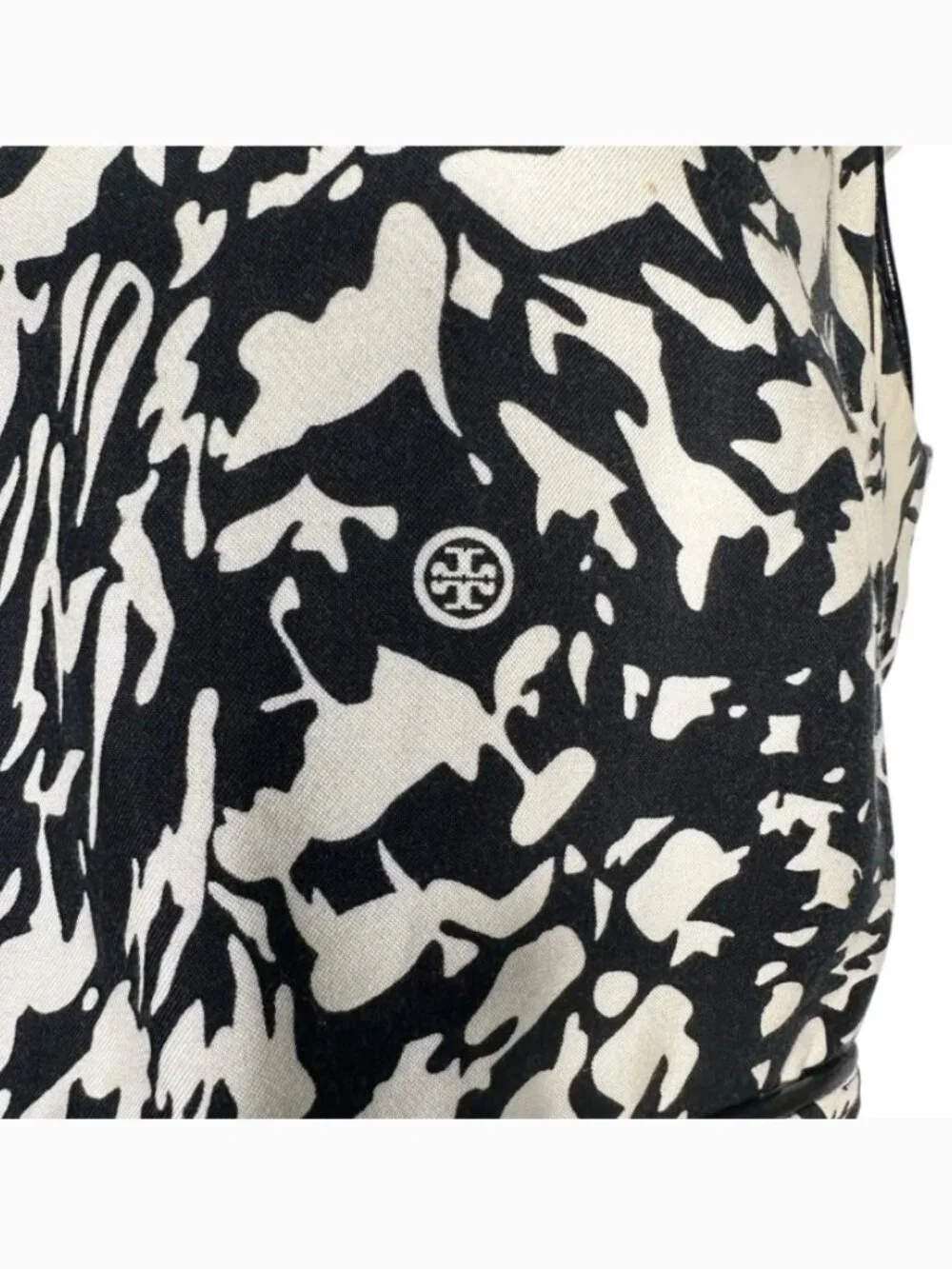 Tory Burch Black White Abstract Logo Print Sleeveless Dress Size 8